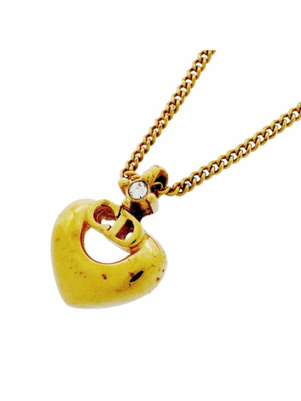 Dior Necklace CD Logo Gold Plated Rhinestone